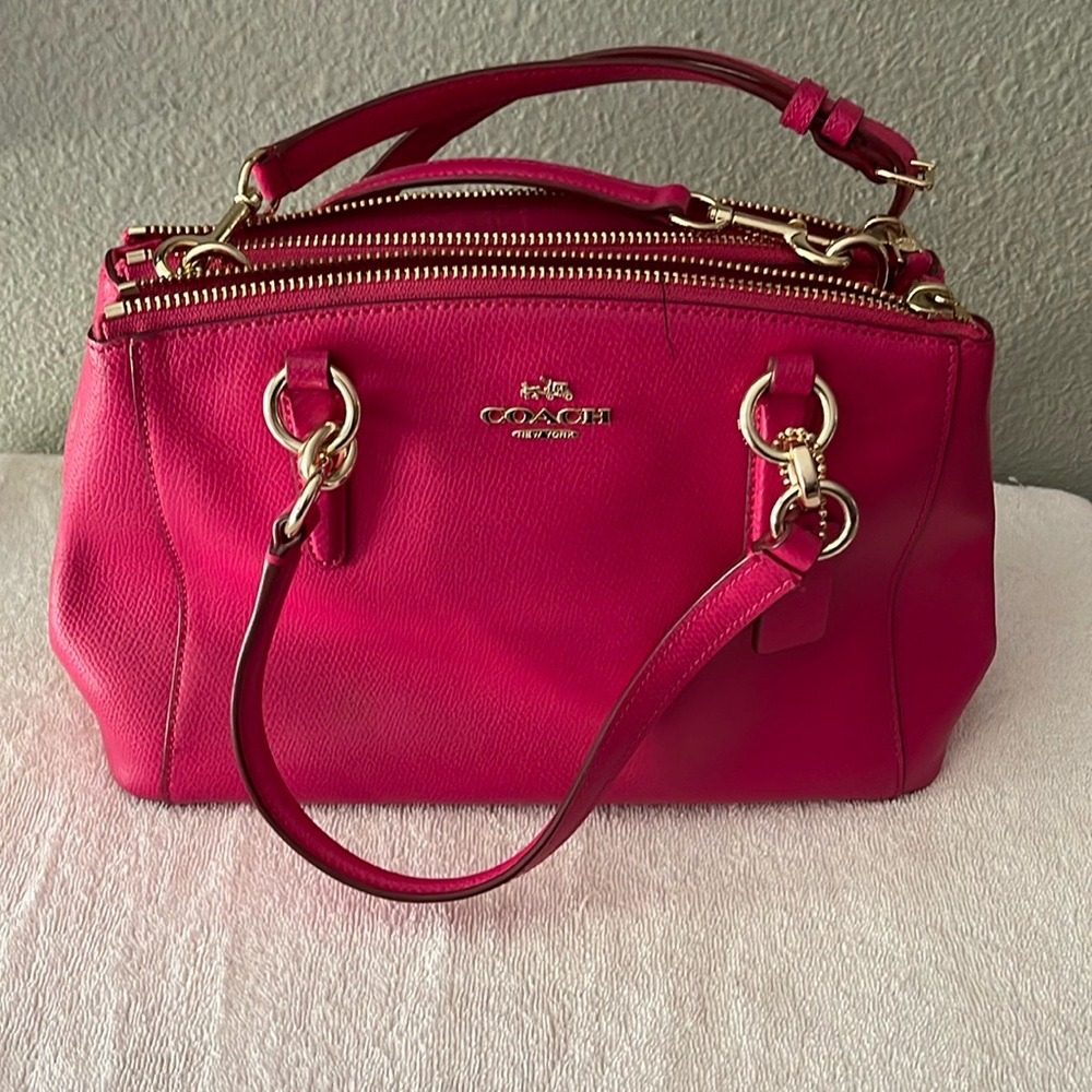 Hot Pink Coach Bag with shoulder strap